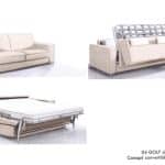 Trois images d'un canapé convertible pour hôtel